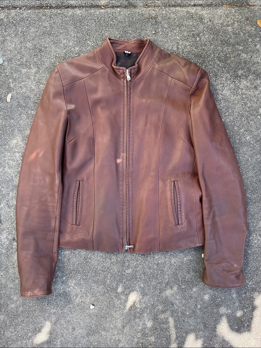 Vintage Firenze Women's Classic Brown Leather Jacket - Zip Front